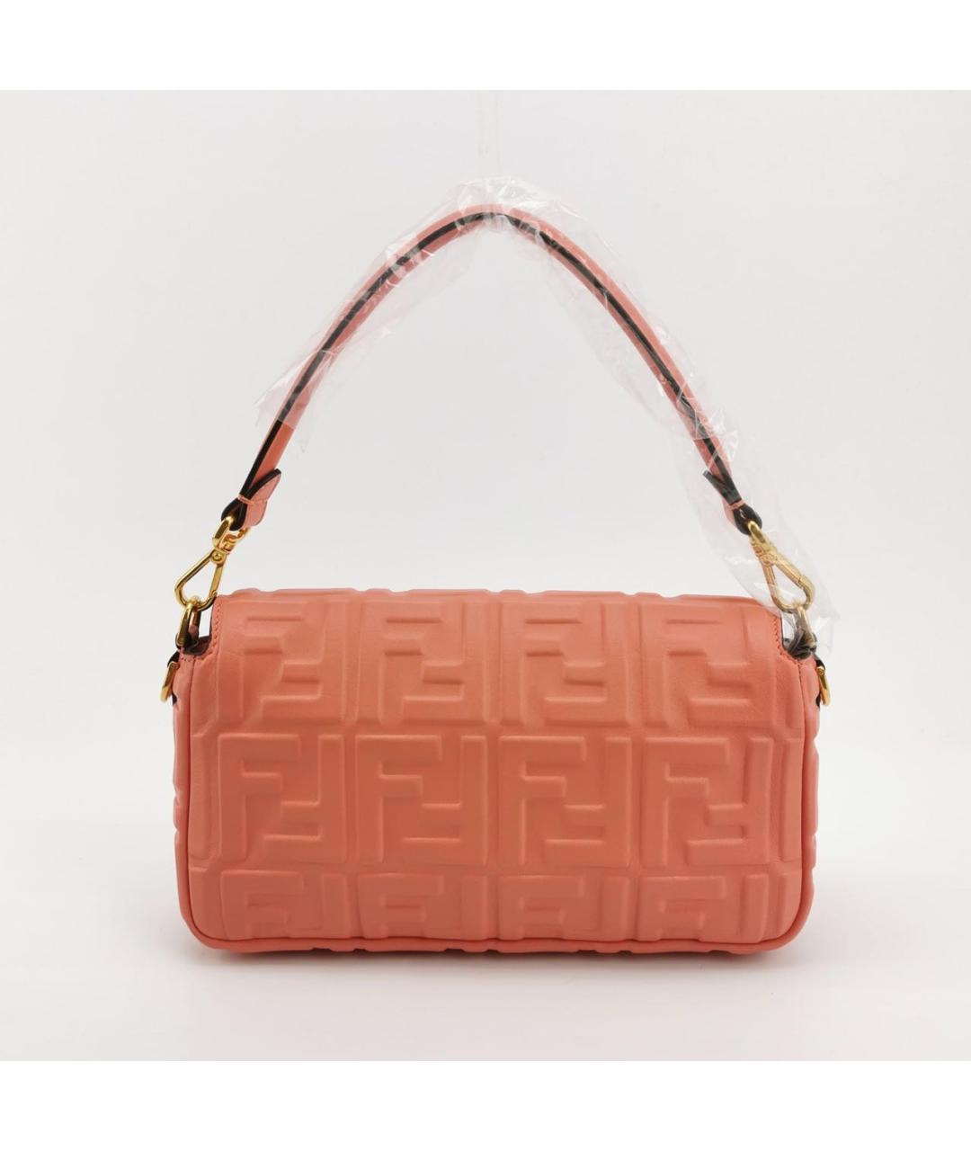 FENDI Коралловая кожаная сумка через плечо, фото 4
