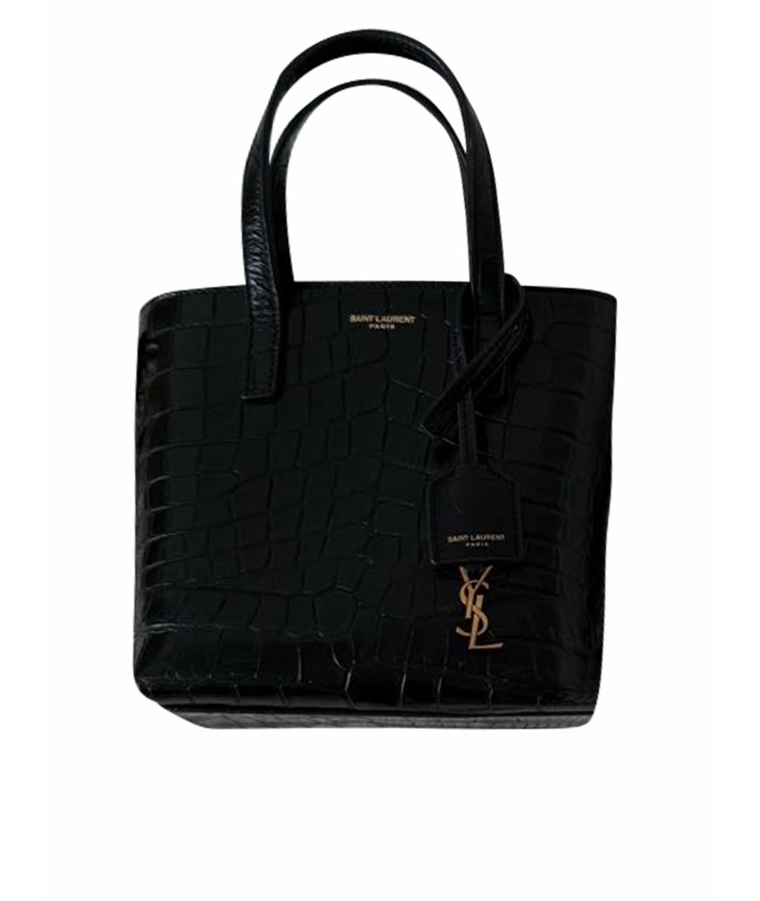 SAINT LAURENT Черная кожаная сумка с короткими ручками, фото 1