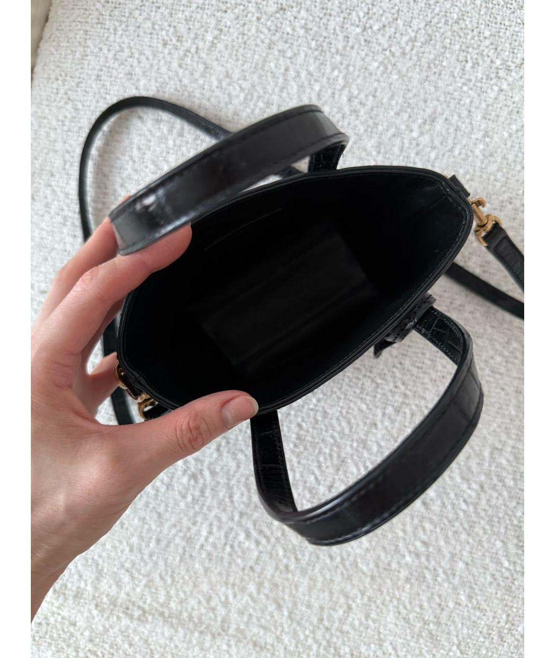 SAINT LAURENT Черная кожаная сумка с короткими ручками, фото 4