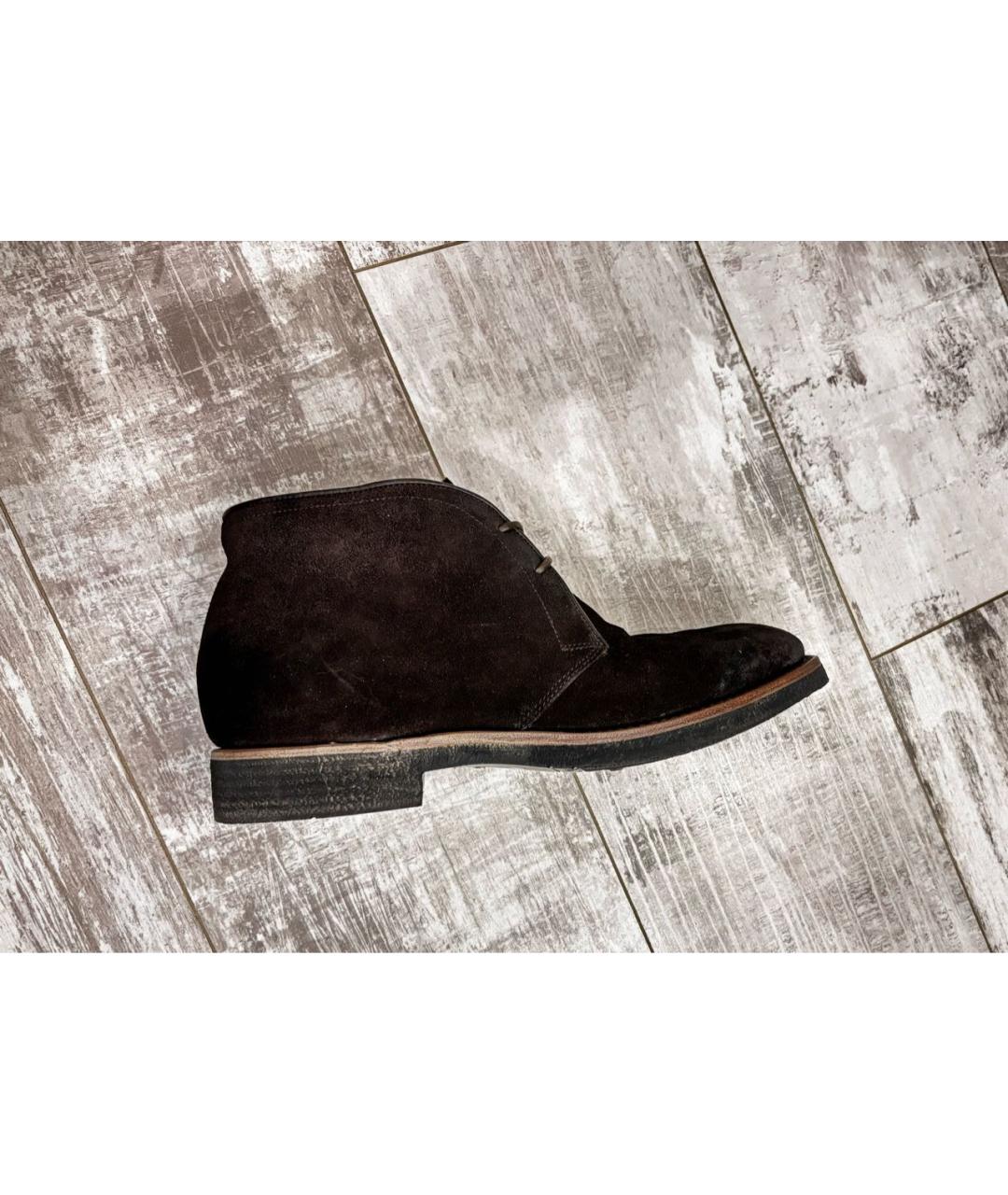 FRATELLI ROSSETTI Коричневые замшевые низкие ботинки, фото 8