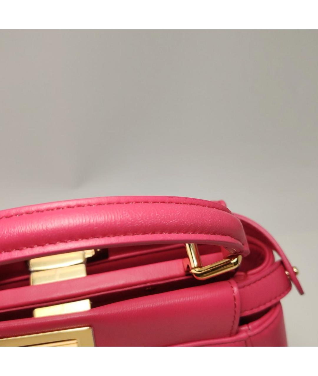 FENDI Коралловая кожаная сумка через плечо, фото 8