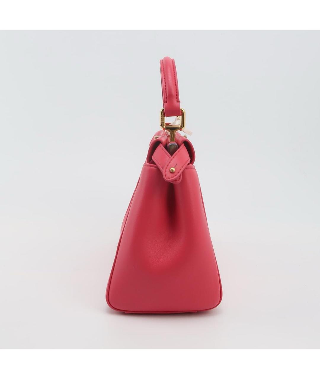 FENDI Коралловая кожаная сумка через плечо, фото 3