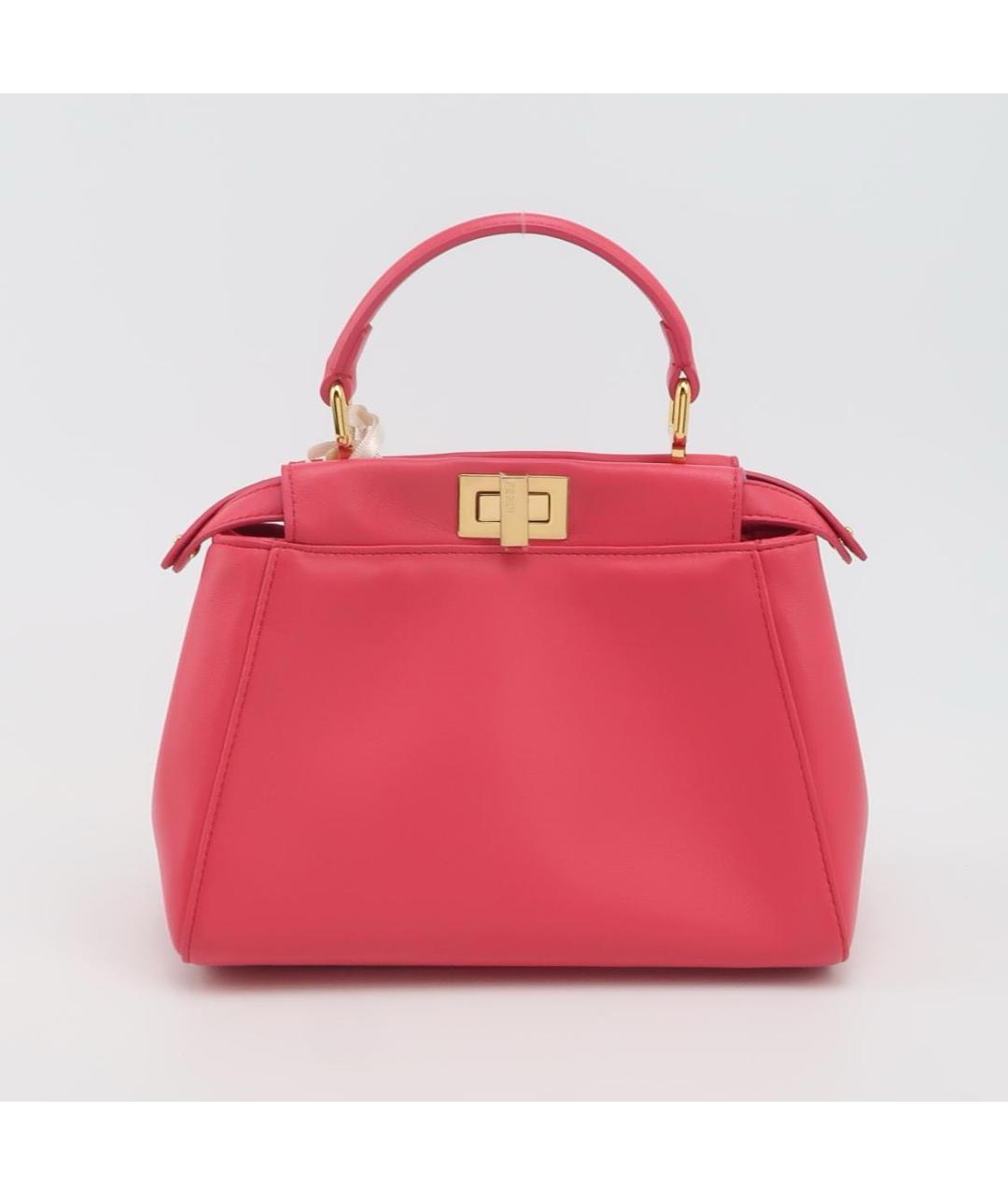 FENDI Коралловая кожаная сумка через плечо, фото 4