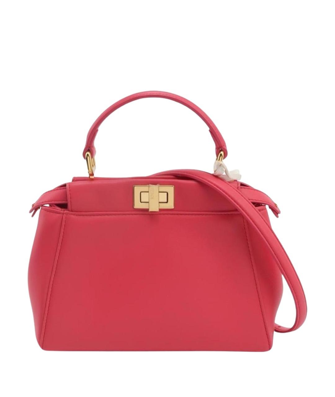 FENDI Коралловая кожаная сумка через плечо, фото 1