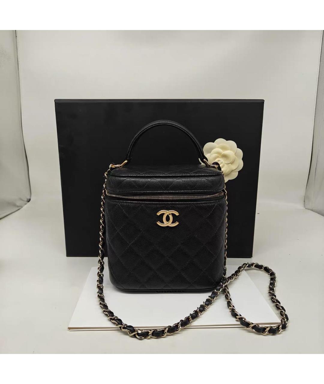 CHANEL Черная кожаная сумка с короткими ручками, фото 2