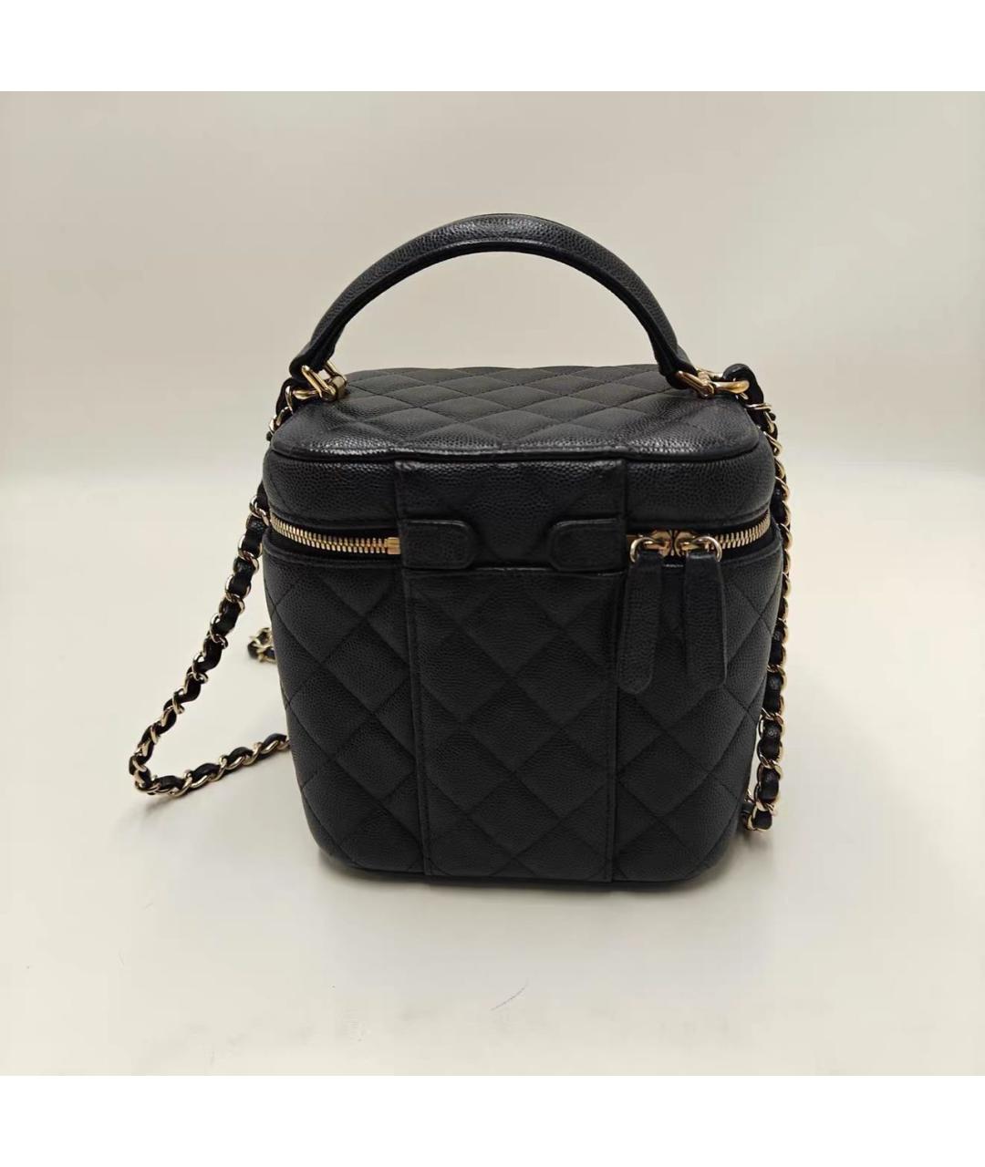 CHANEL Черная кожаная сумка с короткими ручками, фото 4