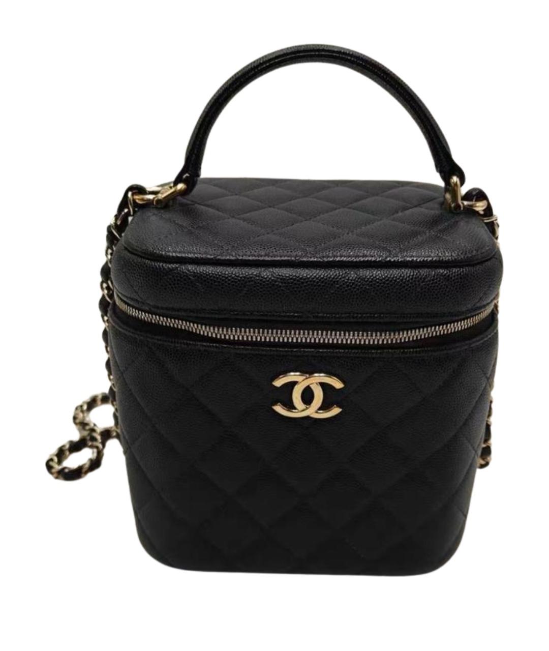 CHANEL Черная кожаная сумка с короткими ручками, фото 1