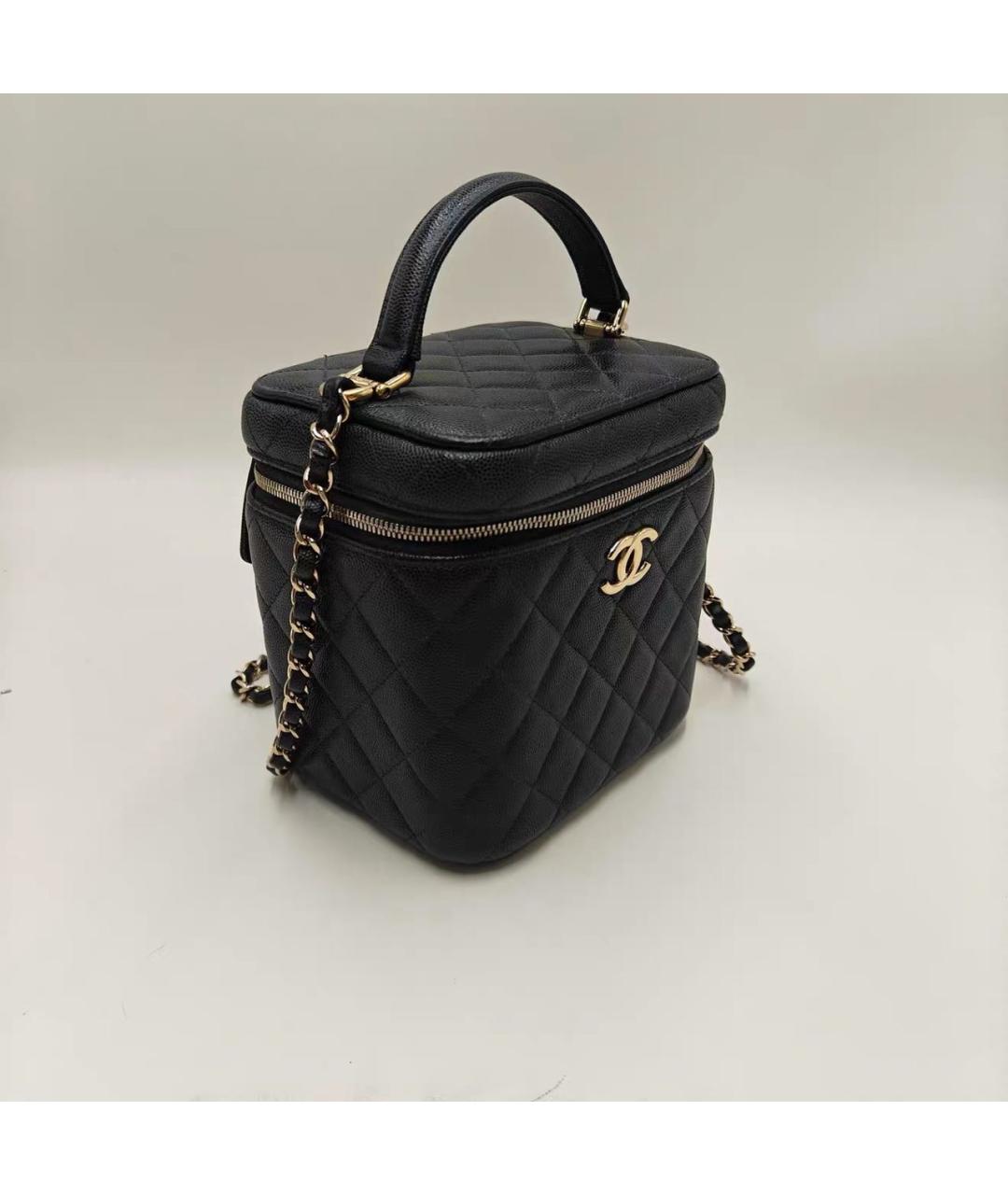 CHANEL Черная кожаная сумка с короткими ручками, фото 3