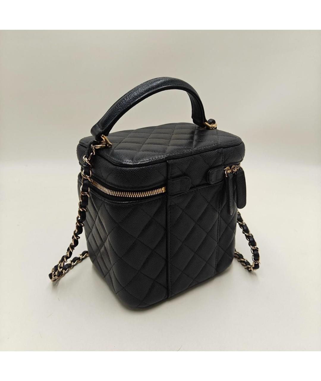CHANEL Черная кожаная сумка с короткими ручками, фото 5