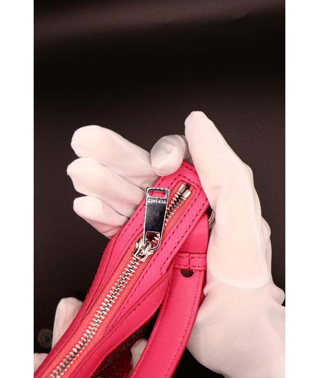 VERSACE Розовая кожаная сумка с короткими ручками, фото 8