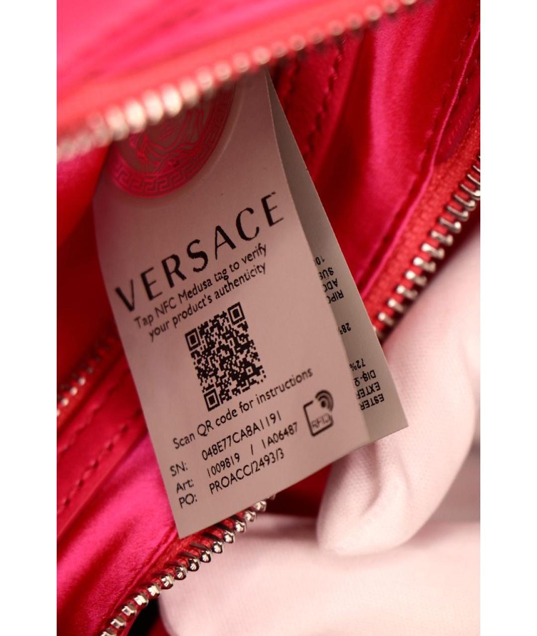 VERSACE Розовая кожаная сумка с короткими ручками, фото 5