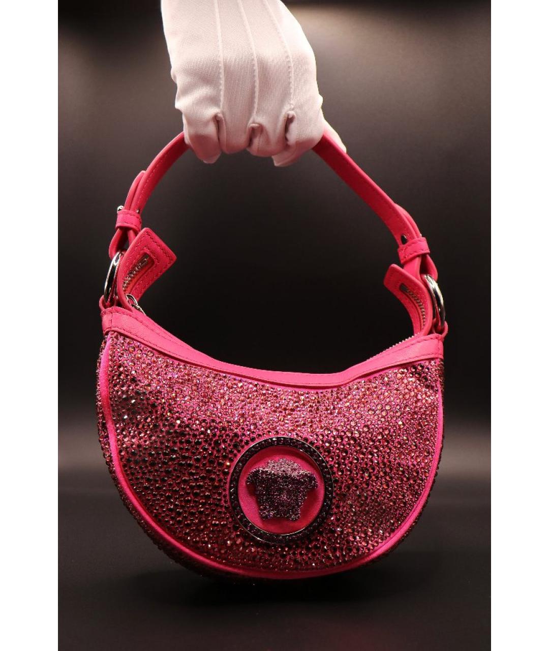 VERSACE Розовая кожаная сумка с короткими ручками, фото 3