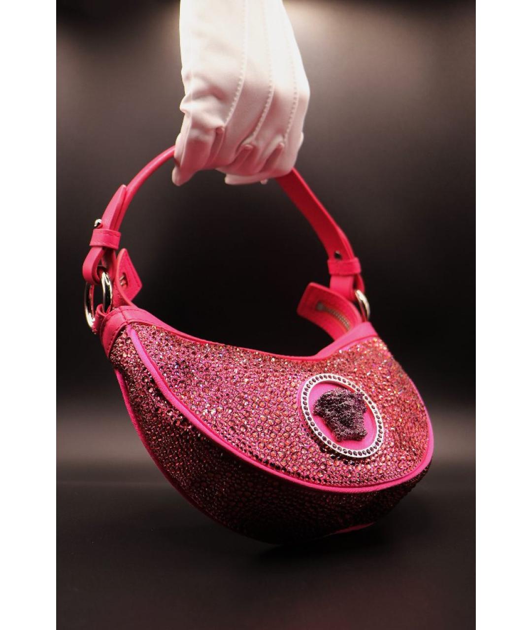 VERSACE Розовая кожаная сумка с короткими ручками, фото 4
