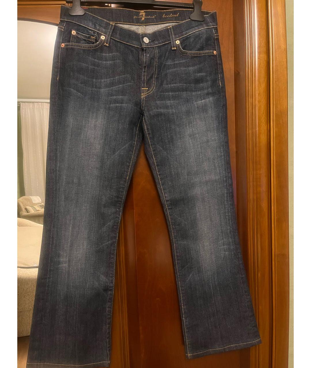 7 FOR ALL MANKIND Темно-синие хлопковые джинсы клеш, фото 9