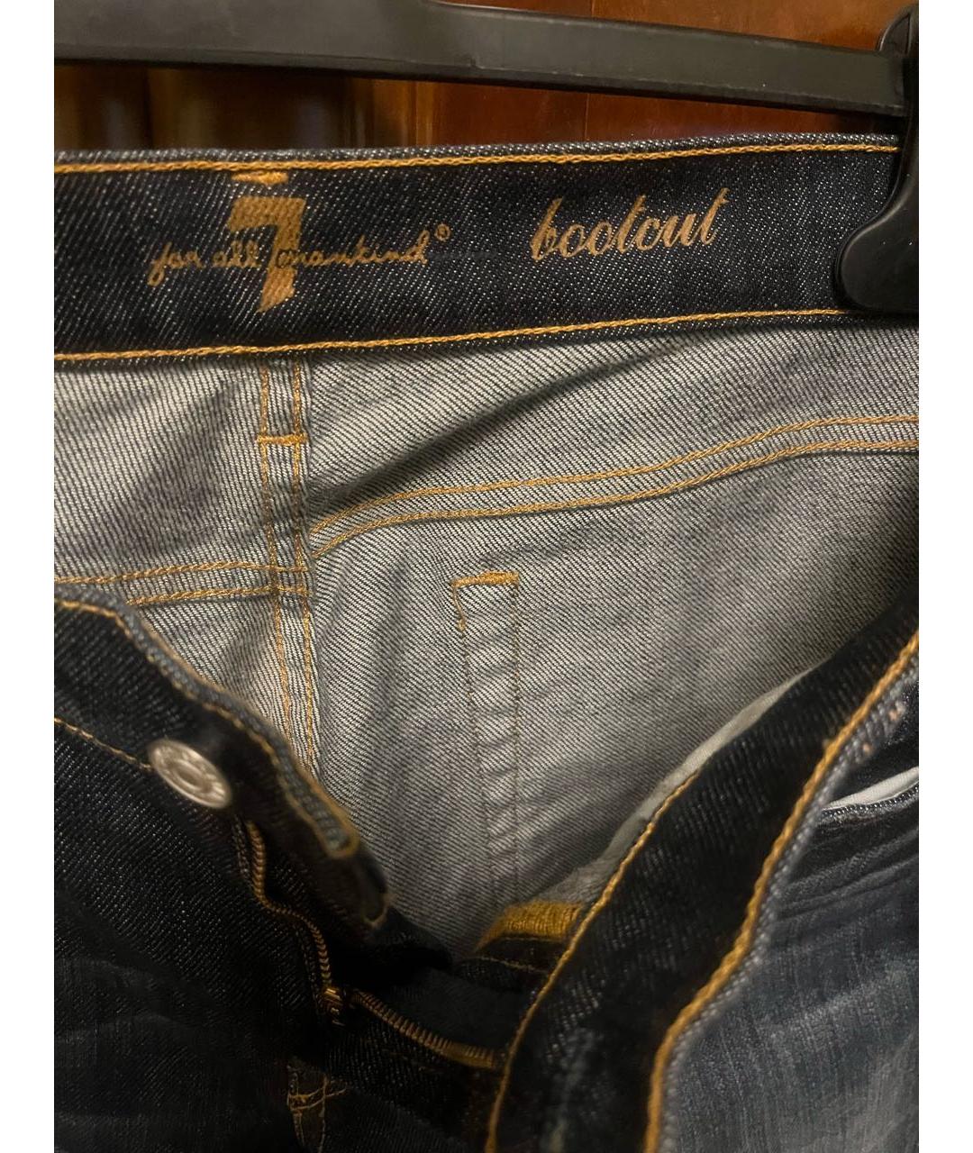 7 FOR ALL MANKIND Темно-синие хлопковые джинсы клеш, фото 3