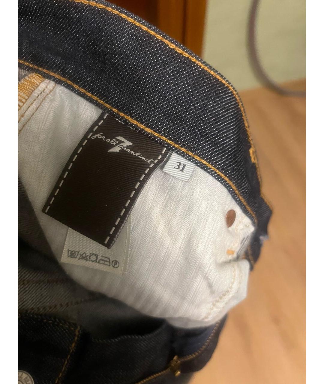 7 FOR ALL MANKIND Темно-синие хлопковые джинсы клеш, фото 4