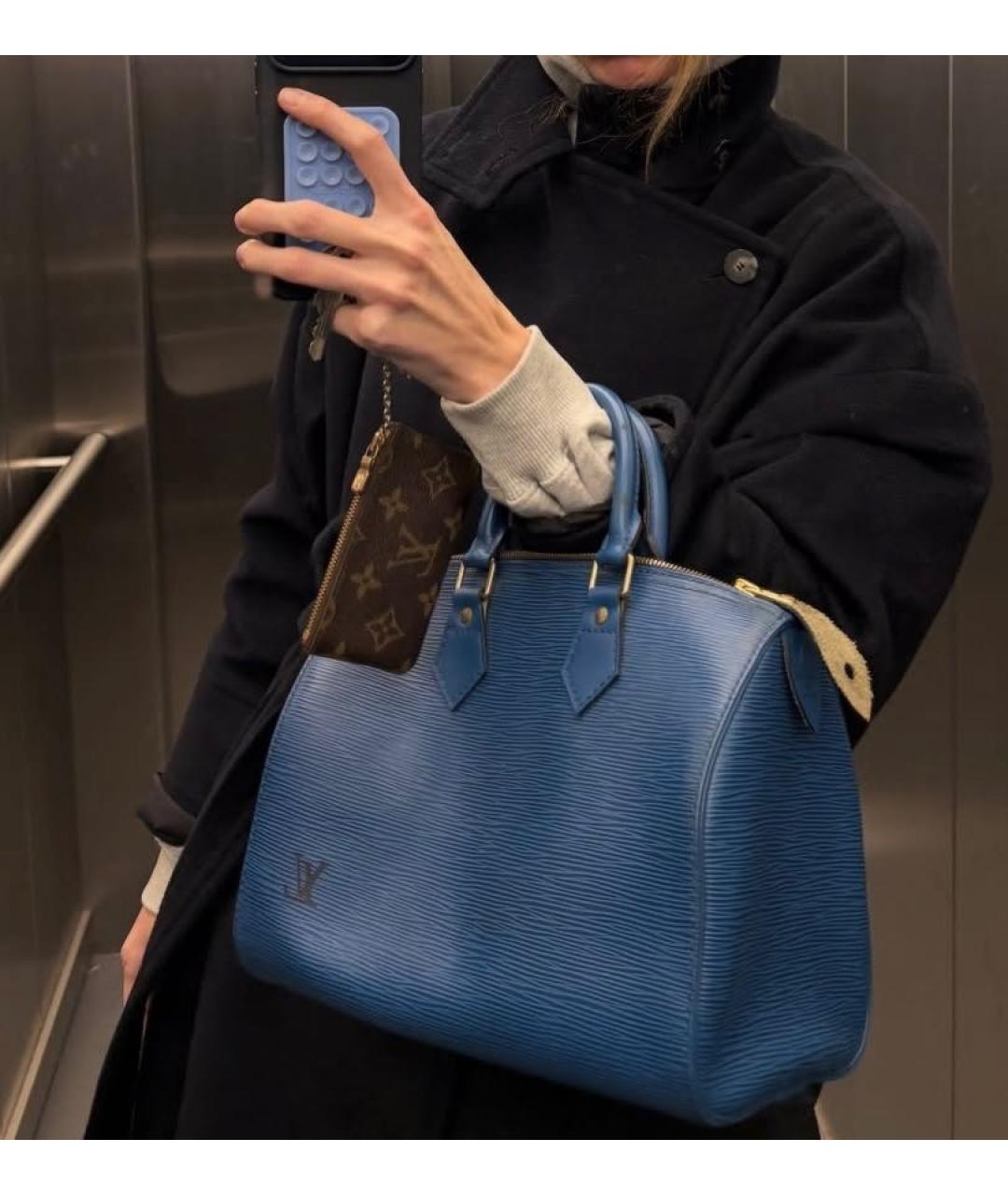 LOUIS VUITTON Синяя кожаная сумка с короткими ручками, фото 8