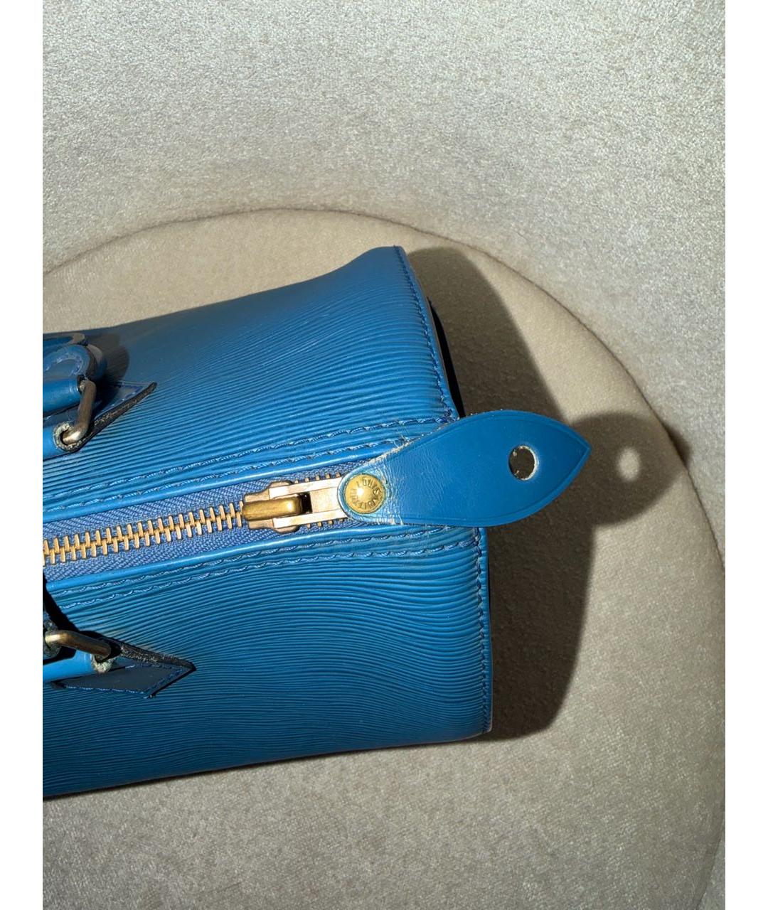 LOUIS VUITTON Синяя кожаная сумка с короткими ручками, фото 4