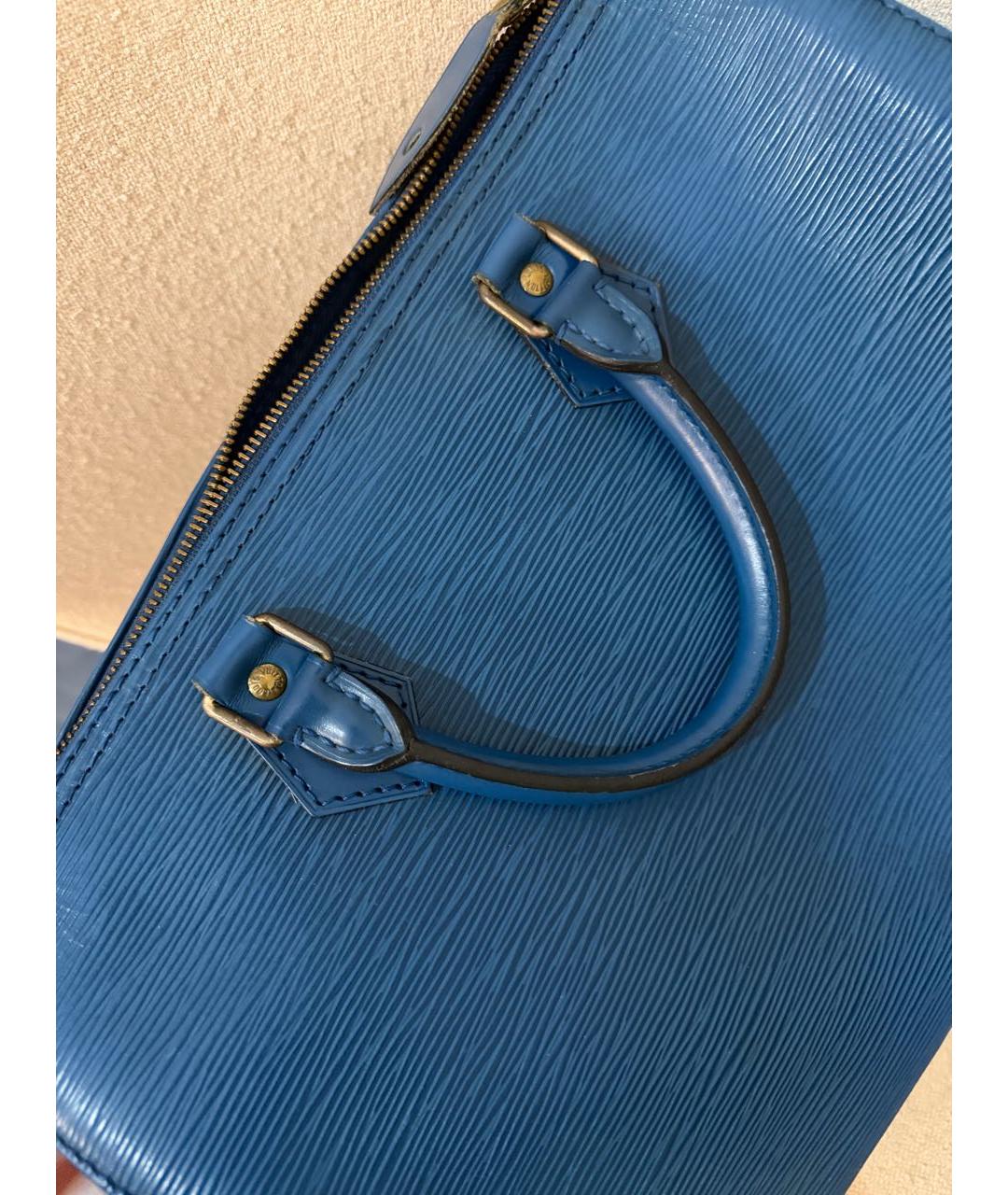 LOUIS VUITTON Синяя кожаная сумка с короткими ручками, фото 5