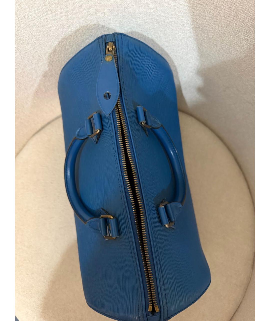 LOUIS VUITTON Синяя кожаная сумка с короткими ручками, фото 3