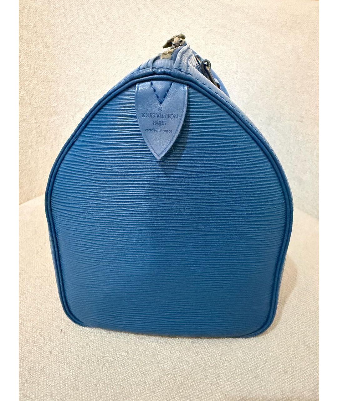 LOUIS VUITTON Синяя кожаная сумка с короткими ручками, фото 6