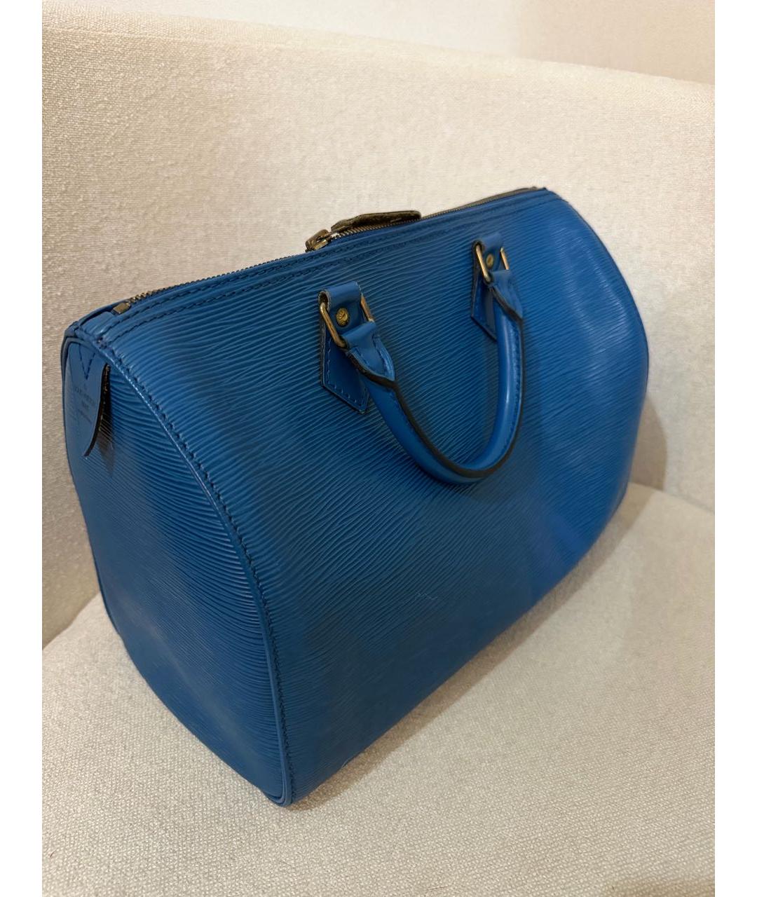 LOUIS VUITTON Синяя кожаная сумка с короткими ручками, фото 2