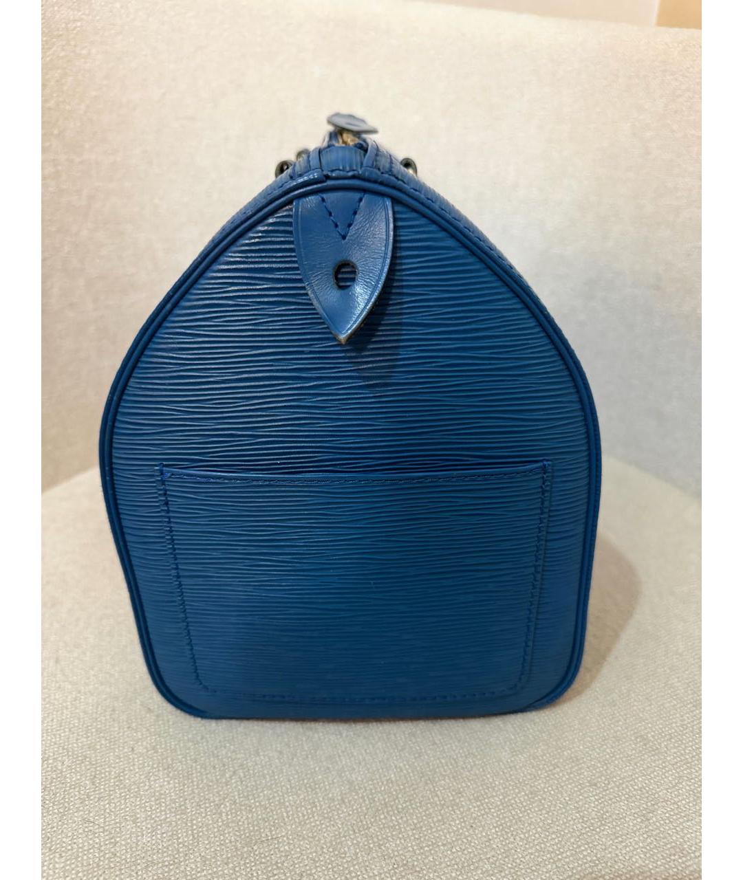LOUIS VUITTON Синяя кожаная сумка с короткими ручками, фото 7