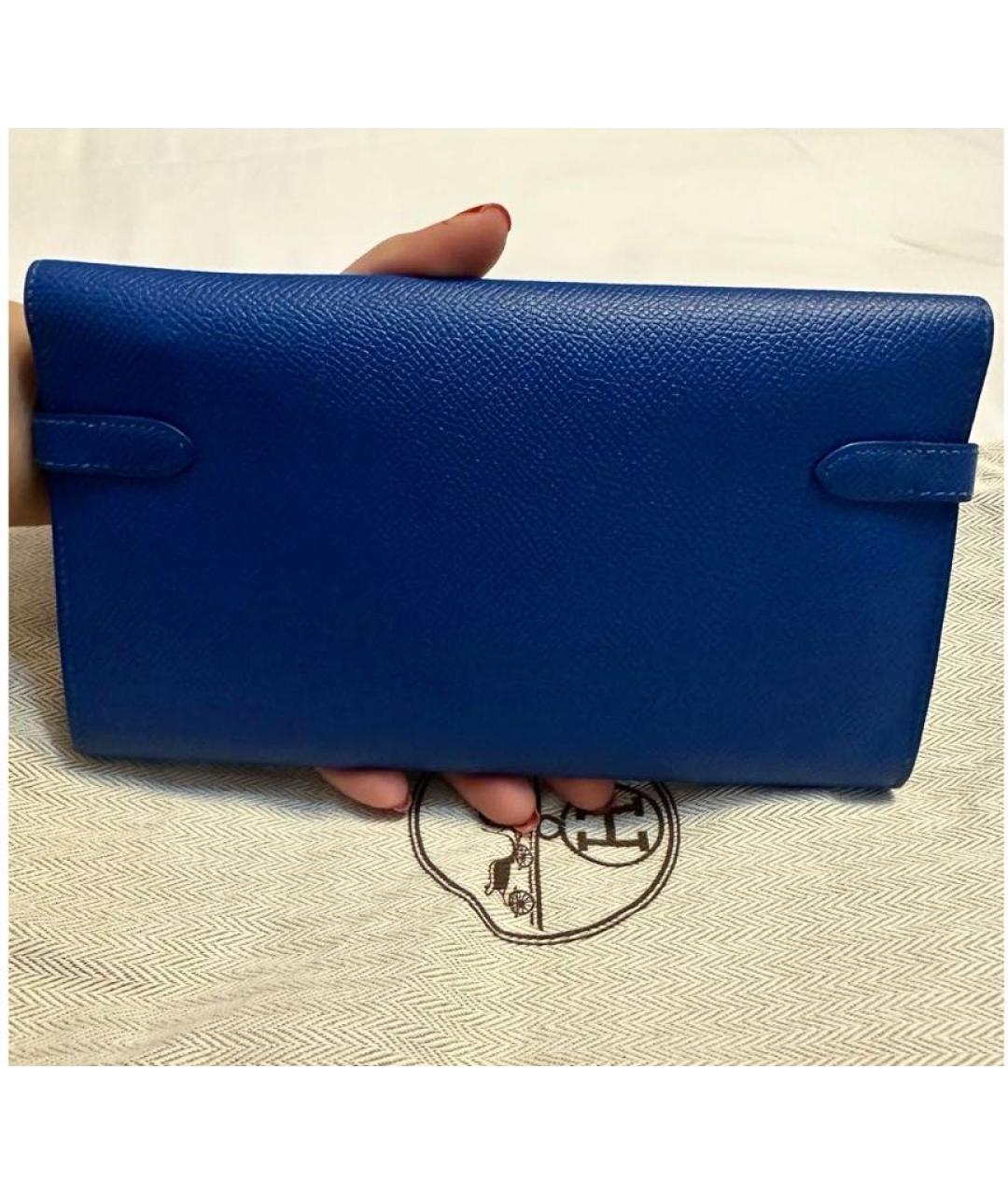 HERMES Синий кожаный кошелек, фото 2