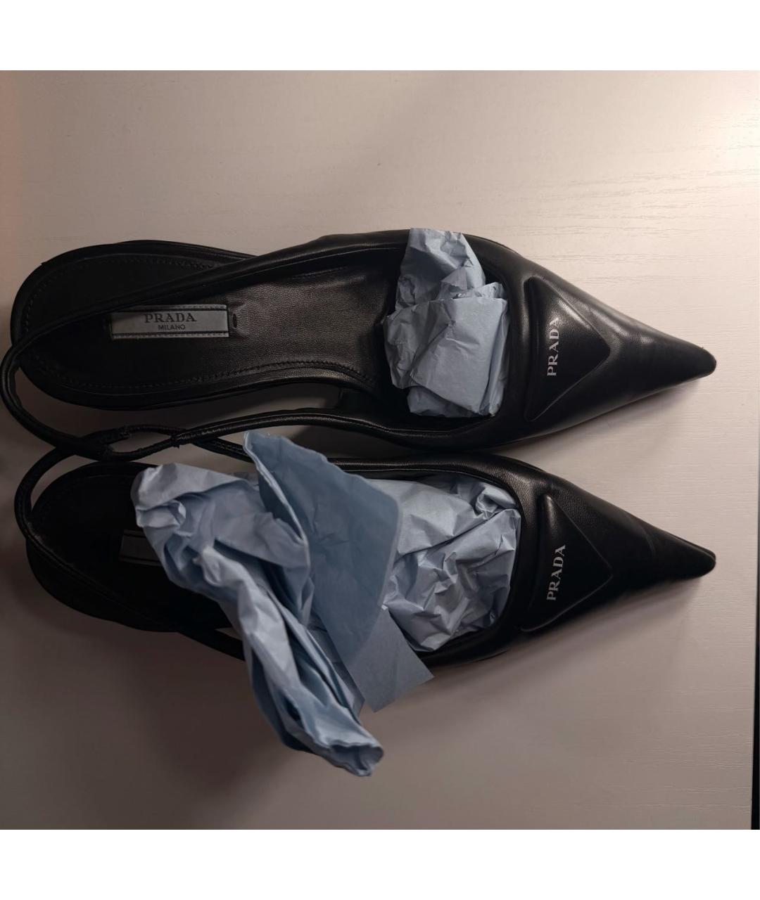 PRADA Черные кожаные туфли, фото 4