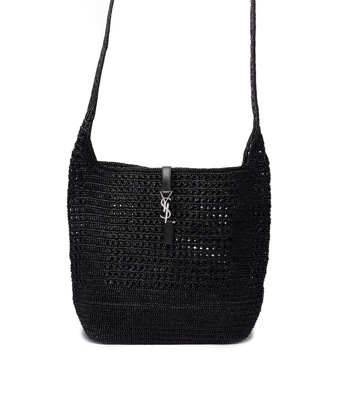 SAINT LAURENT Черная пелетеная сумка на плечо, фото 2