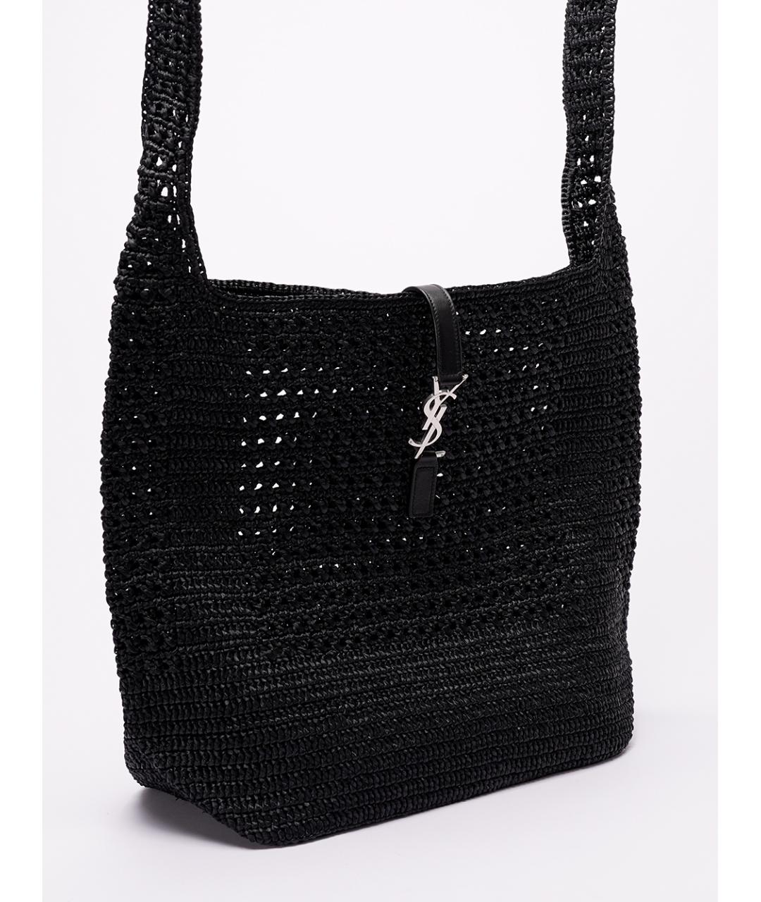 SAINT LAURENT Черная пелетеная сумка на плечо, фото 4