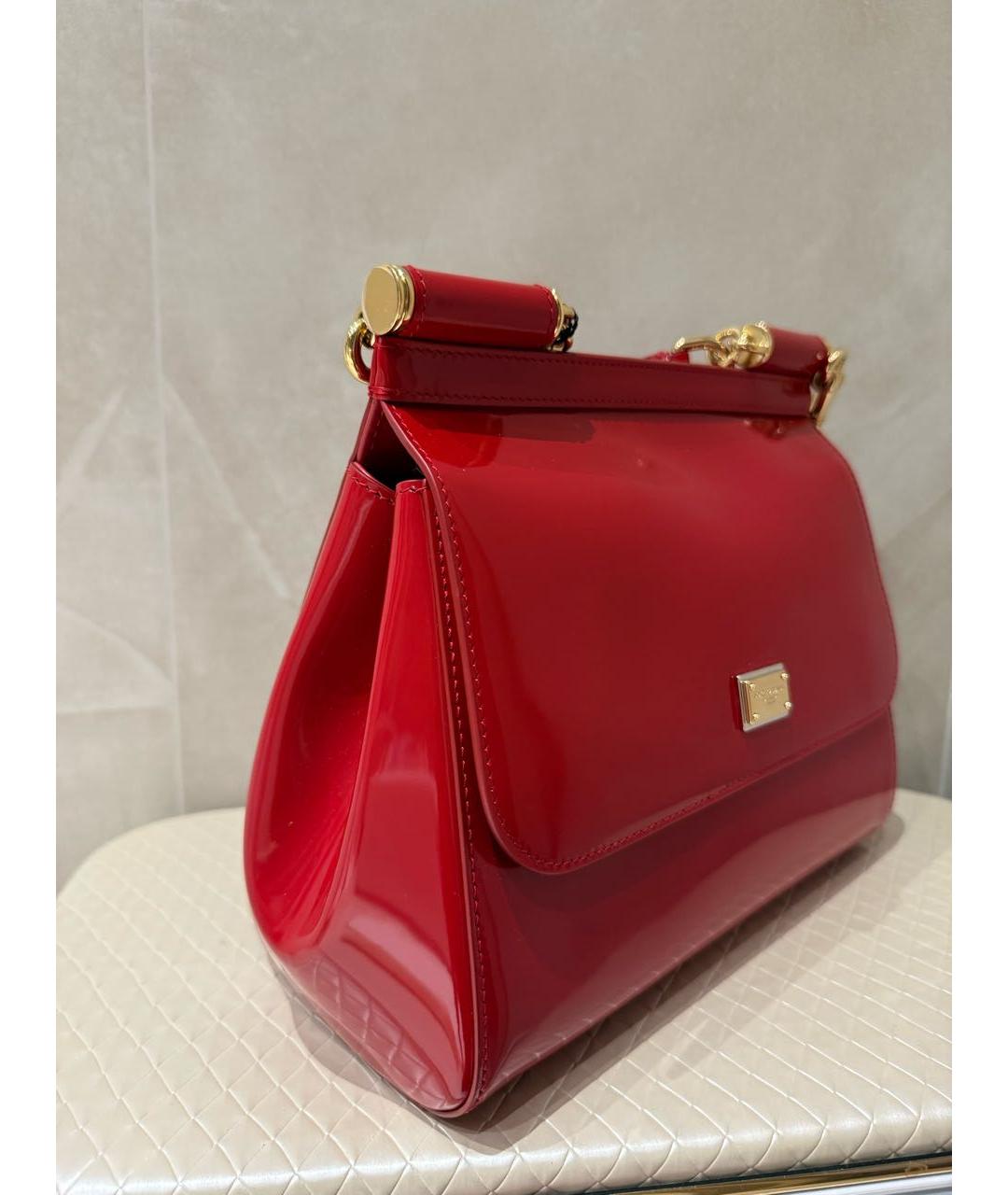 DOLCE&GABBANA Красная сумка с короткими ручками из лакированной кожи, фото 2