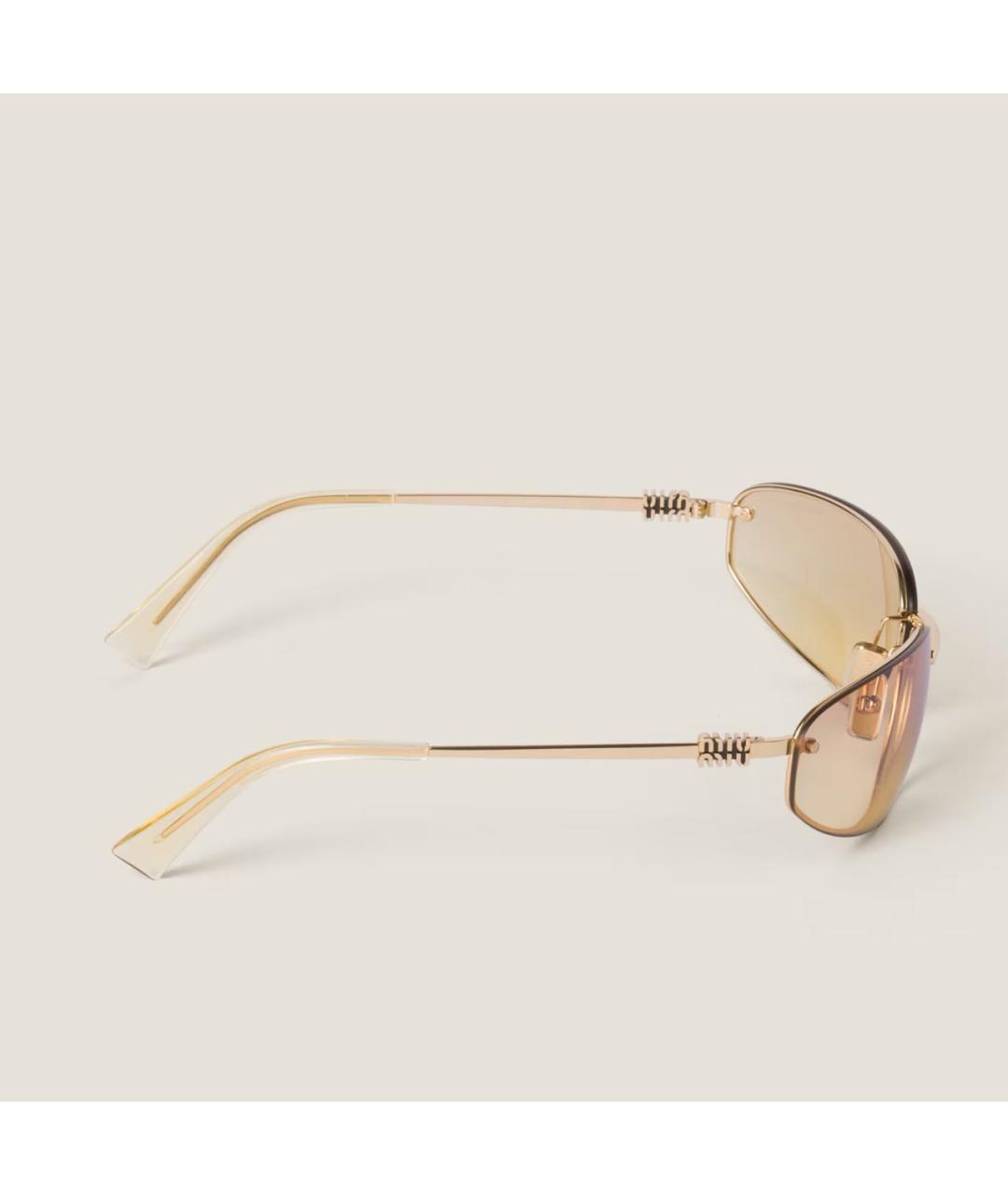 MIU MIU Золотые металлические солнцезащитные очки, фото 3