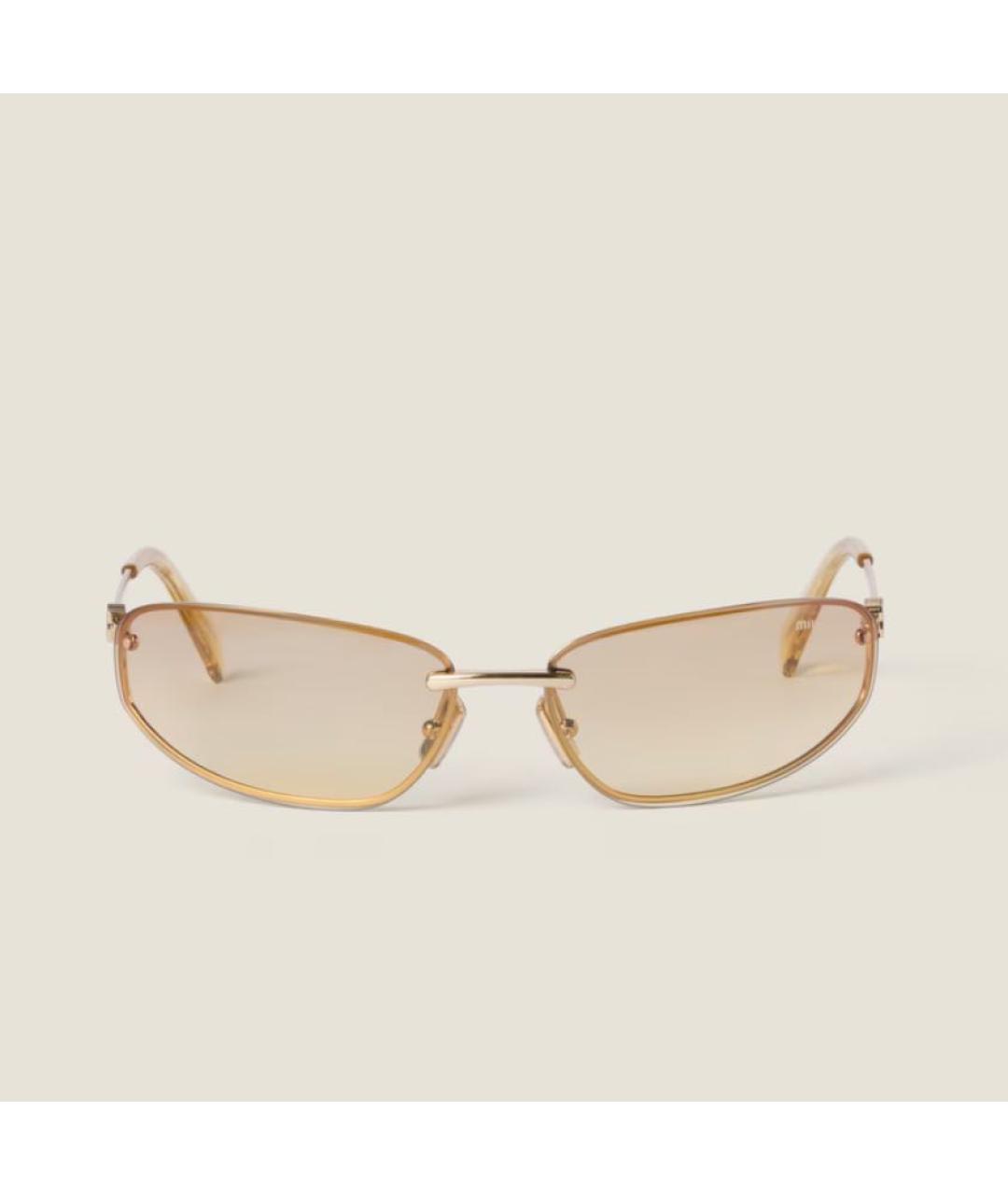 MIU MIU Золотые металлические солнцезащитные очки, фото 2
