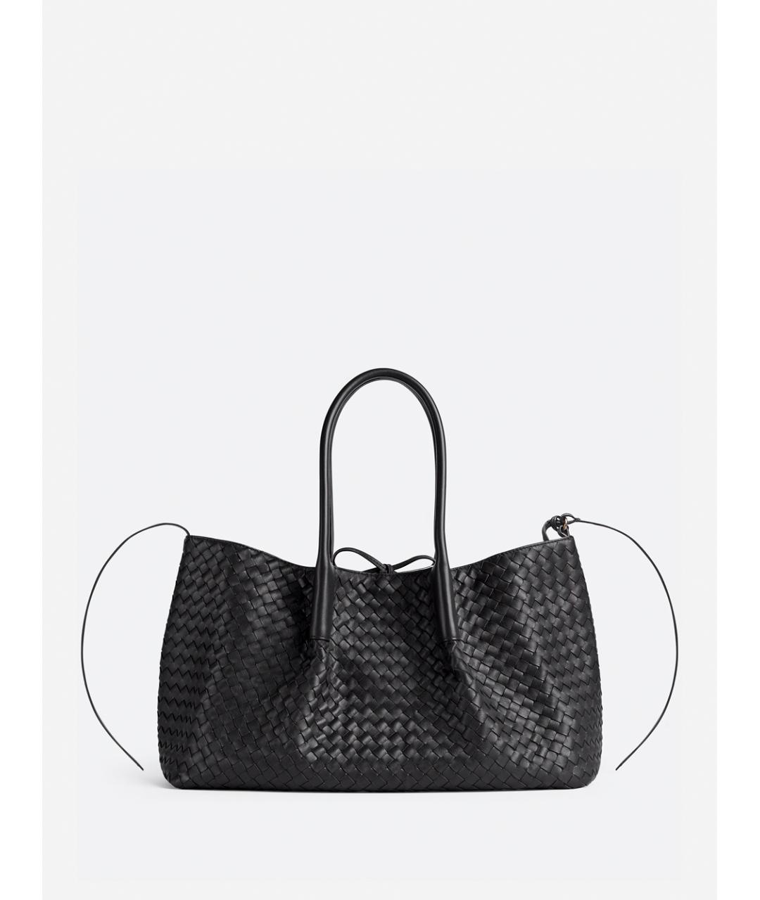 BOTTEGA VENETA Черная кожаная сумка тоут, фото 6