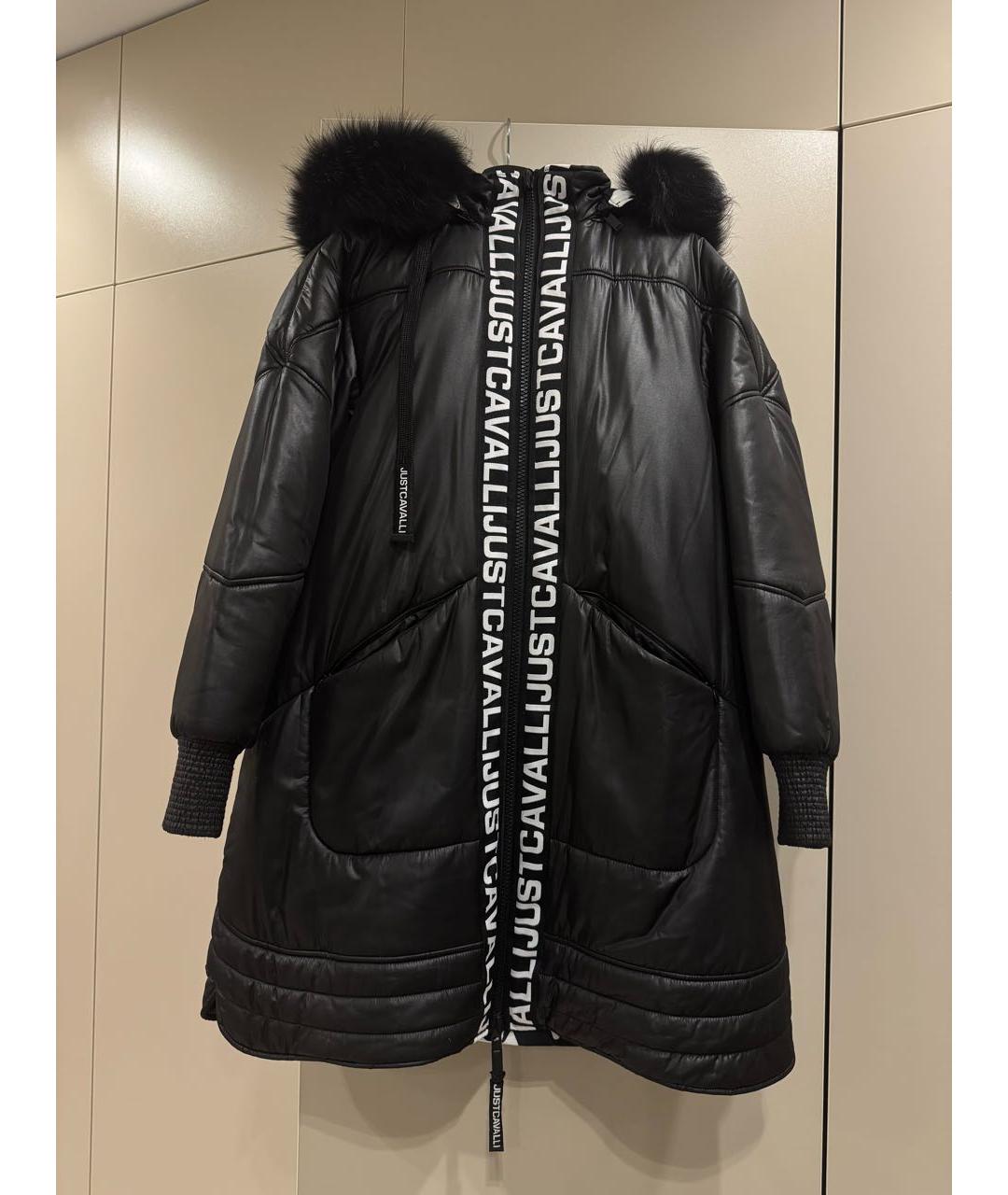 JUST CAVALLI Черный полиэстеровый пуховик, фото 5