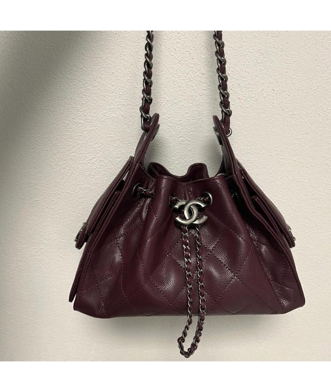 CHANEL Бордовая кожаная сумка тоут, фото 3