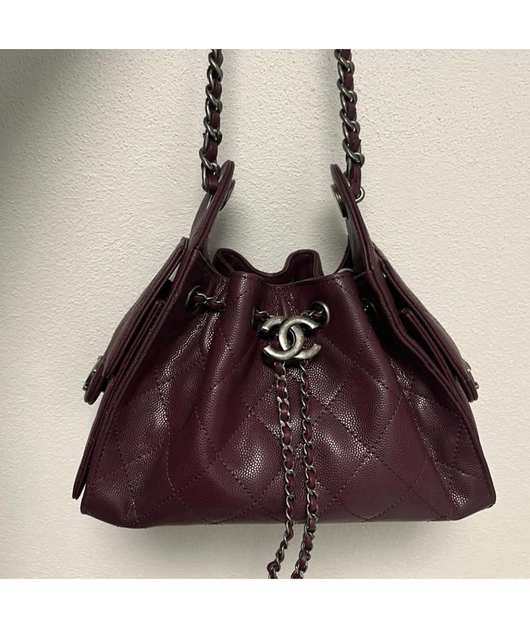 CHANEL Бордовая кожаная сумка тоут, фото 4