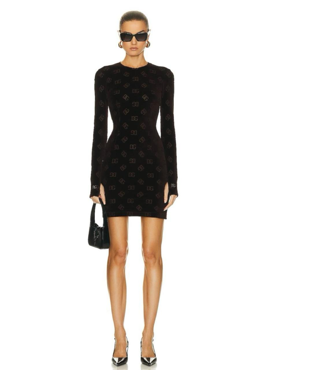 DOLCE&GABBANA Черное бархатное коктейльное платье, фото 4