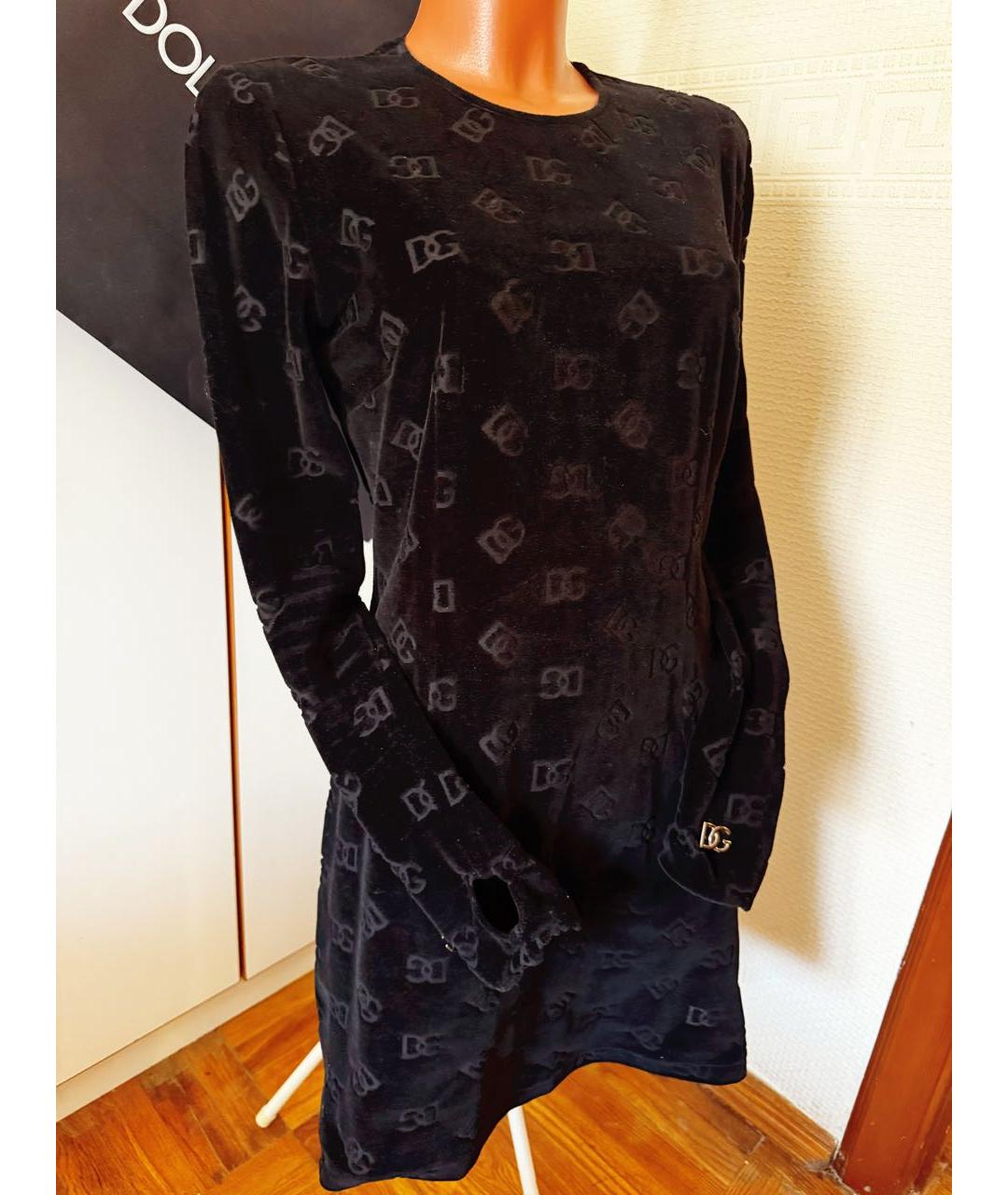 DOLCE&GABBANA Черное бархатное коктейльное платье, фото 7