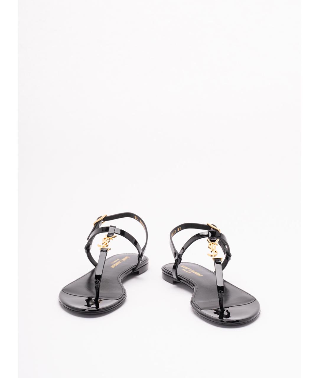 SAINT LAURENT Черные кожаные сандалии, фото 2