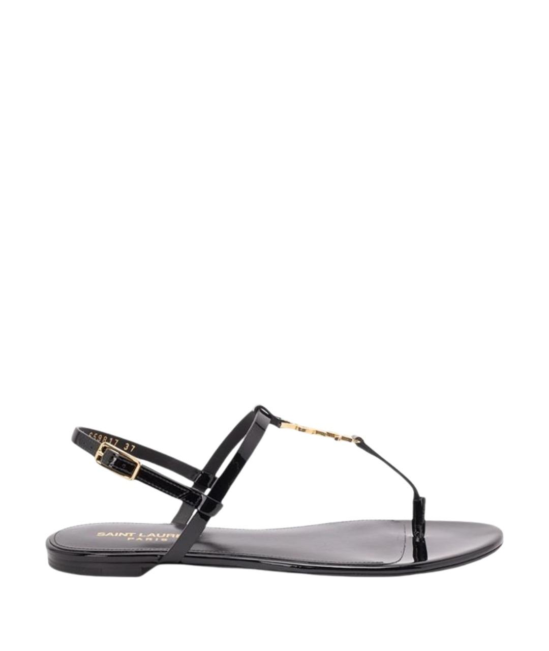 SAINT LAURENT Черные кожаные сандалии, фото 1