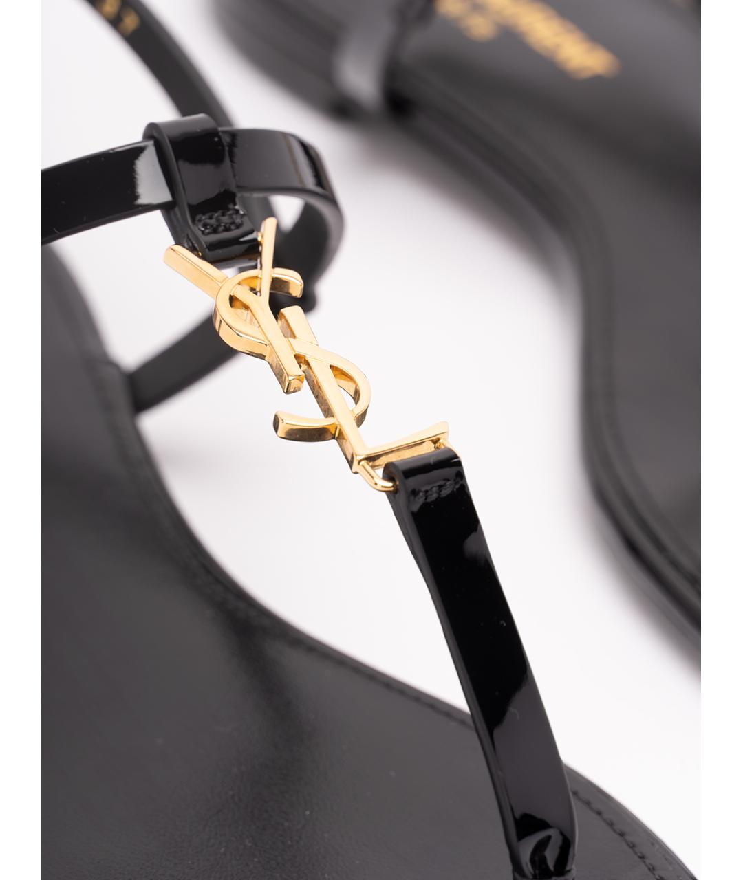 SAINT LAURENT Черные кожаные сандалии, фото 5