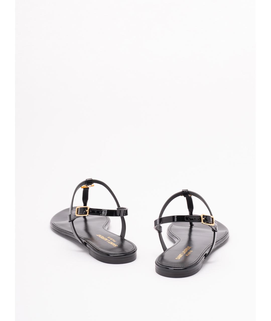 SAINT LAURENT Черные кожаные сандалии, фото 3