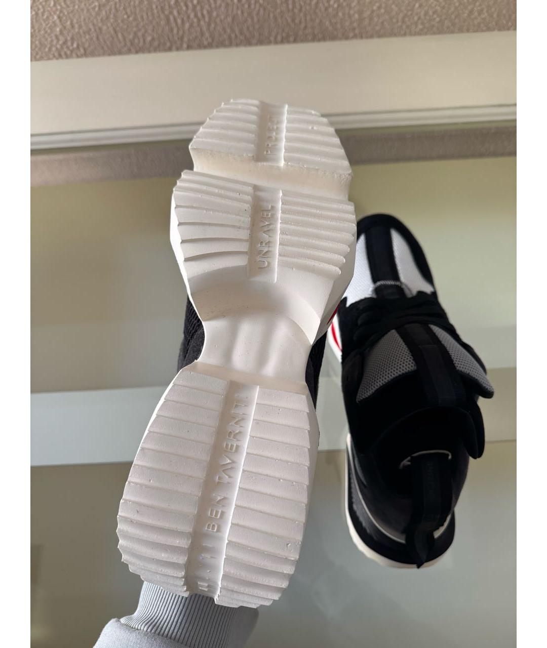 UNRAVEL PROJECT Черные кожаные низкие кроссовки / кеды, фото 7