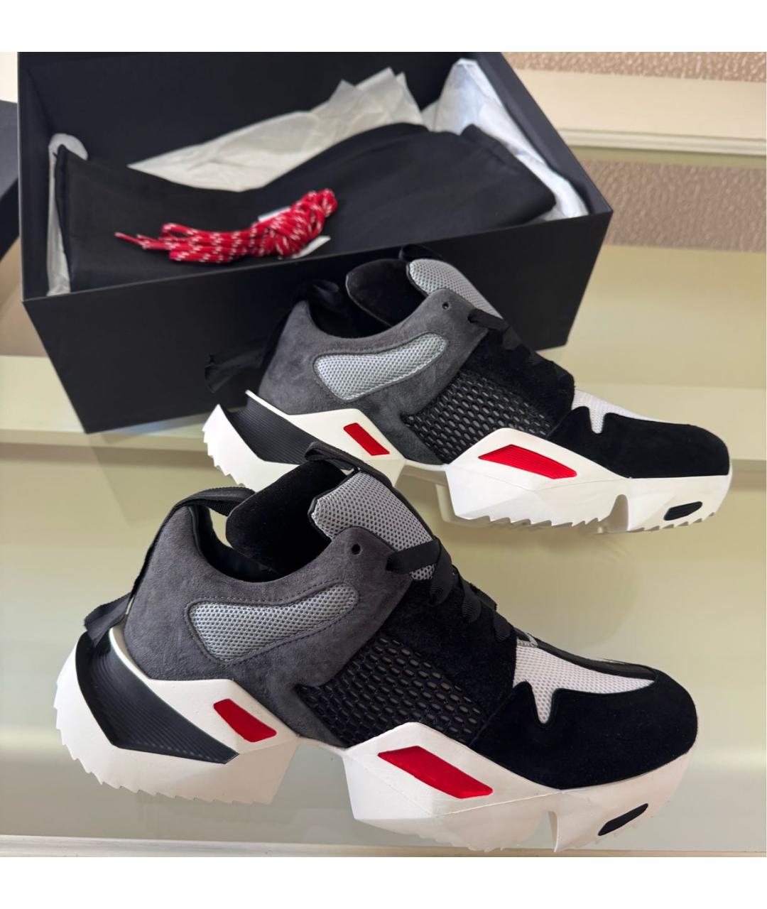 UNRAVEL PROJECT Черные кожаные низкие кроссовки / кеды, фото 2