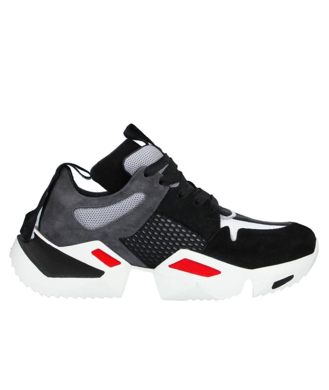 UNRAVEL PROJECT Черные кожаные низкие кроссовки / кеды, фото 1