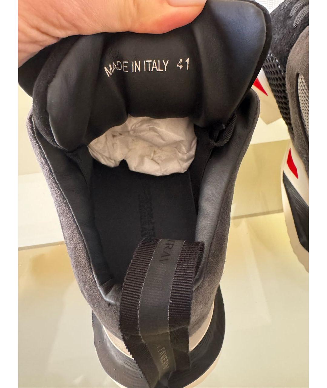 UNRAVEL PROJECT Черные кожаные низкие кроссовки / кеды, фото 8