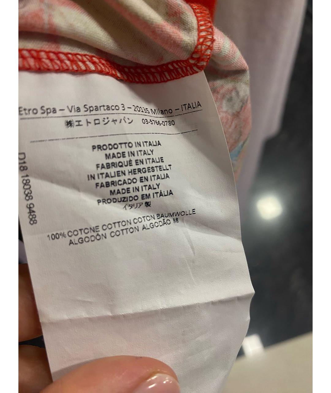 ETRO Оранжевая хлопковая майка, фото 4