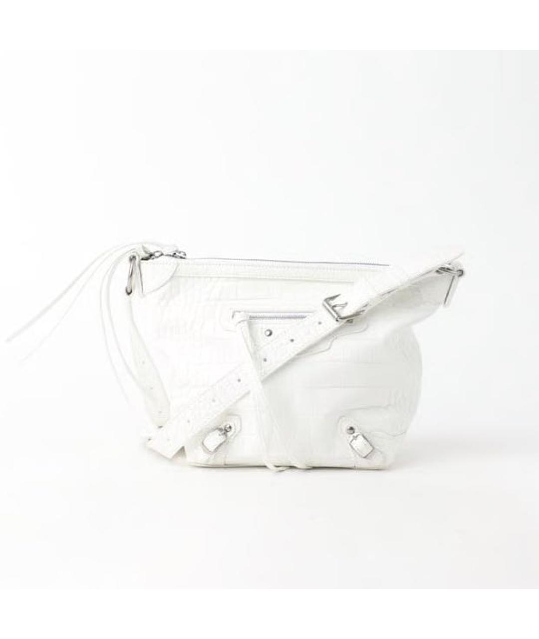 BALENCIAGA Белая кожаная сумка через плечо, фото 9